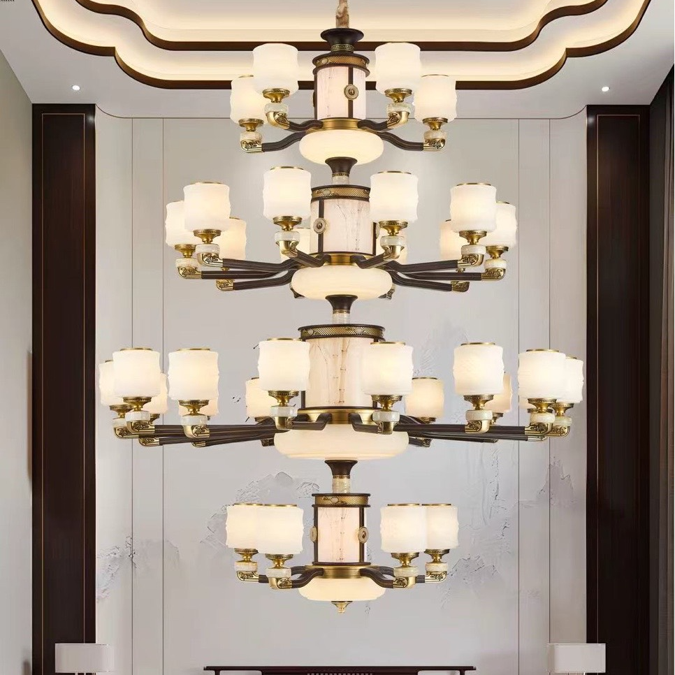 灯佑新中式吊灯全铜实木客厅中国风大气别墅禅意茶室挑空大吊灯