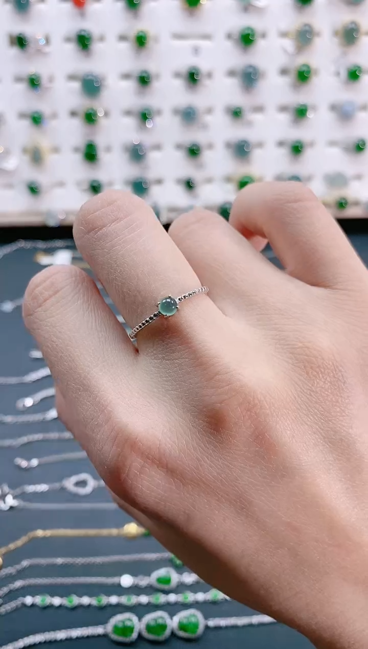 【闪购商品】翡翠戒指银S925镶嵌天然翡翠