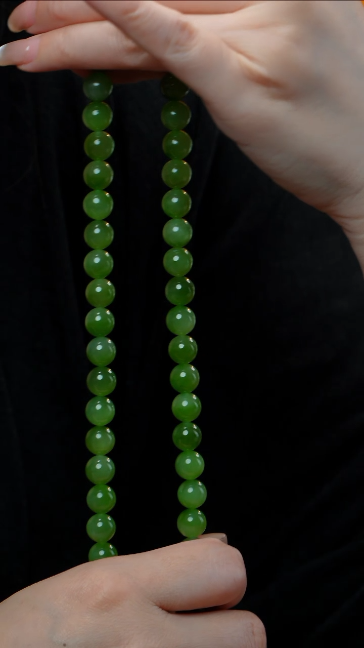 和田玉（碧玉）未镶嵌项链碧玉项链9-10mm 多样性发其一