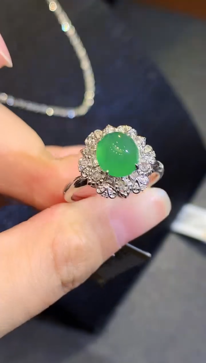 翡翠戒指18K金镶嵌CY多样性发其一