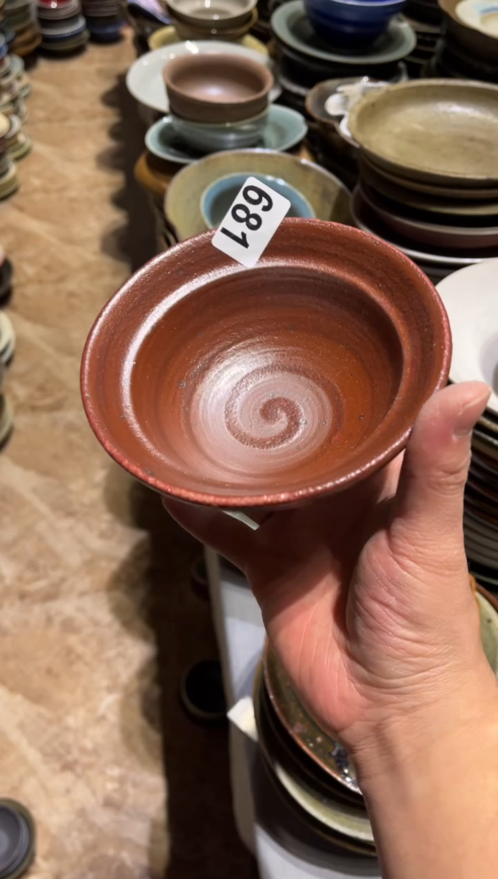 【闪购商品】瓷片681 福利红色双圆小碗1个