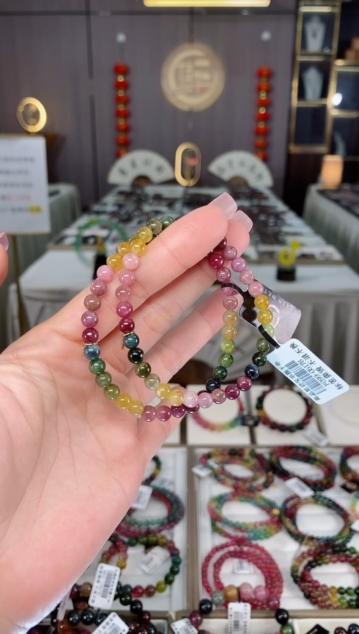 未镶嵌老矿碧玺单圈手串5mm+碧玺hon多样性发货一条