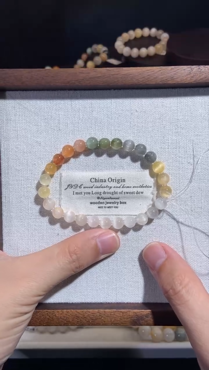 未镶嵌手串水晶1号链接-7咪+彩虹渐变兔毛水晶手串