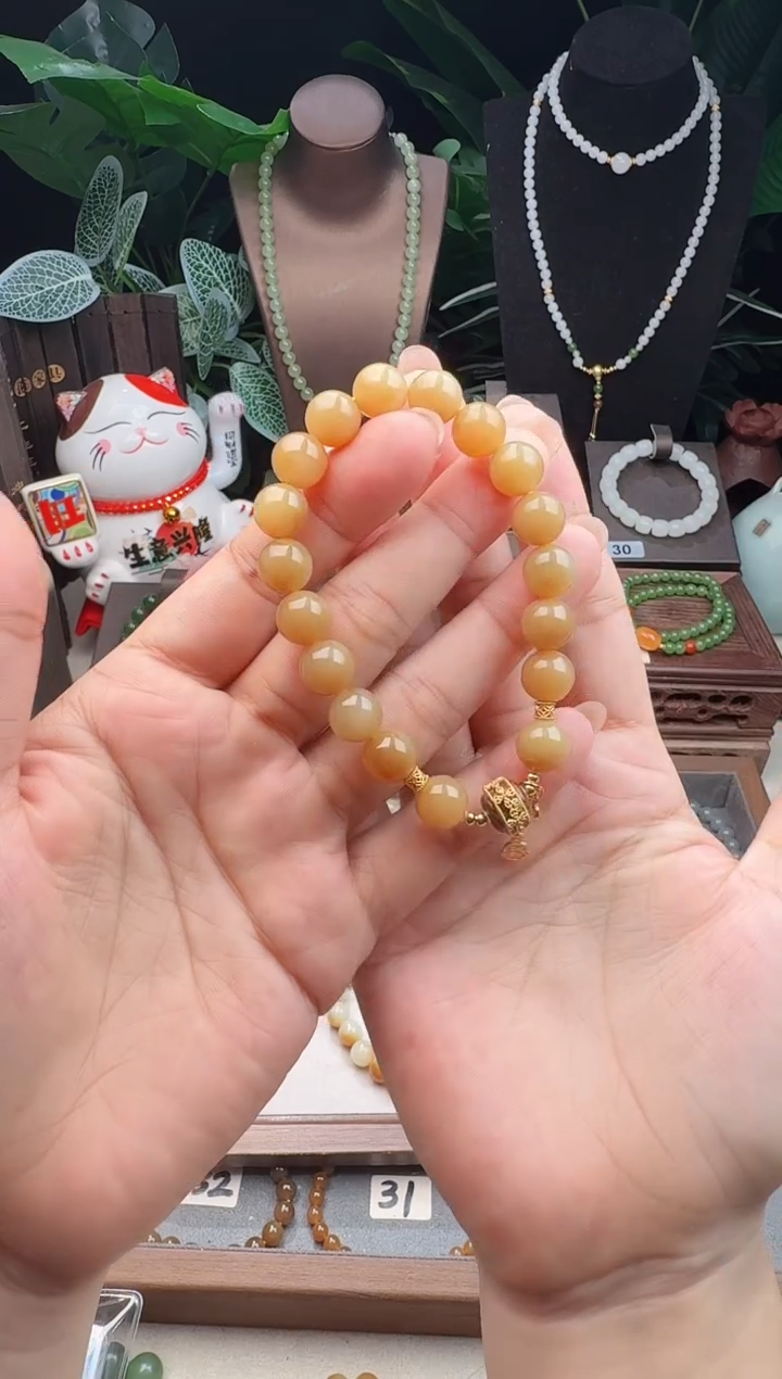 未镶嵌手串和田玉精品10m左右新疆糖玉陈香手串