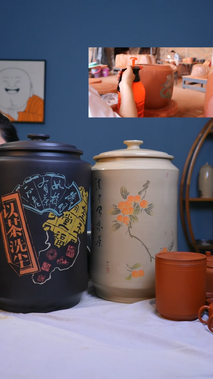 T**U建水紫陶全手工大缸阴刻阳填