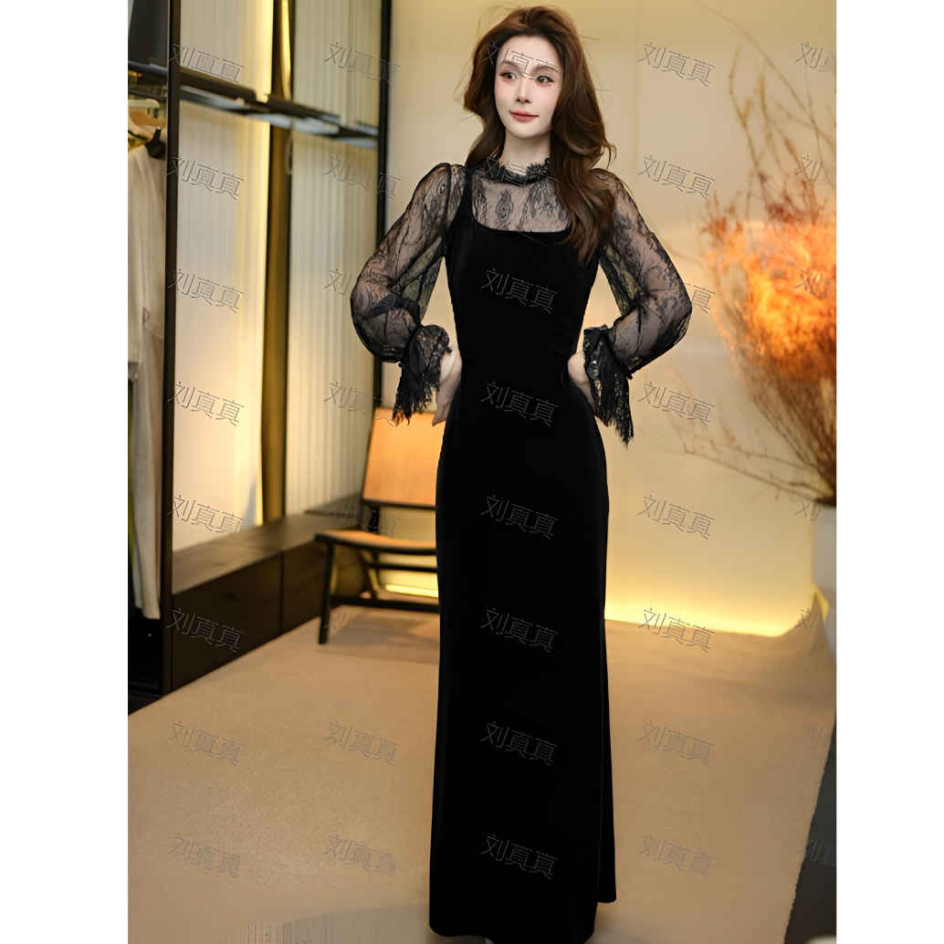 【刘真真高奢女王】Z919 小野秋季新款名媛气质修身连衣裙QC禁机洗