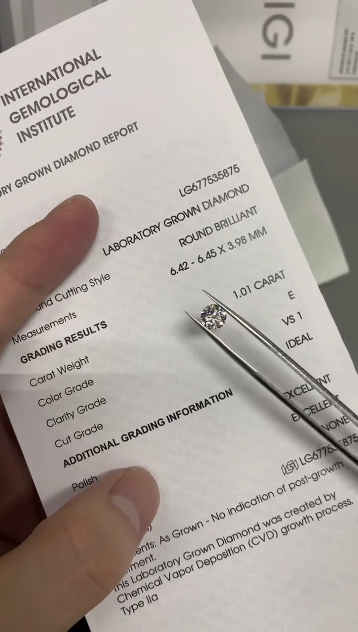 【闪购商品】实验室培育钻石裸石未镶嵌1.01E677535875