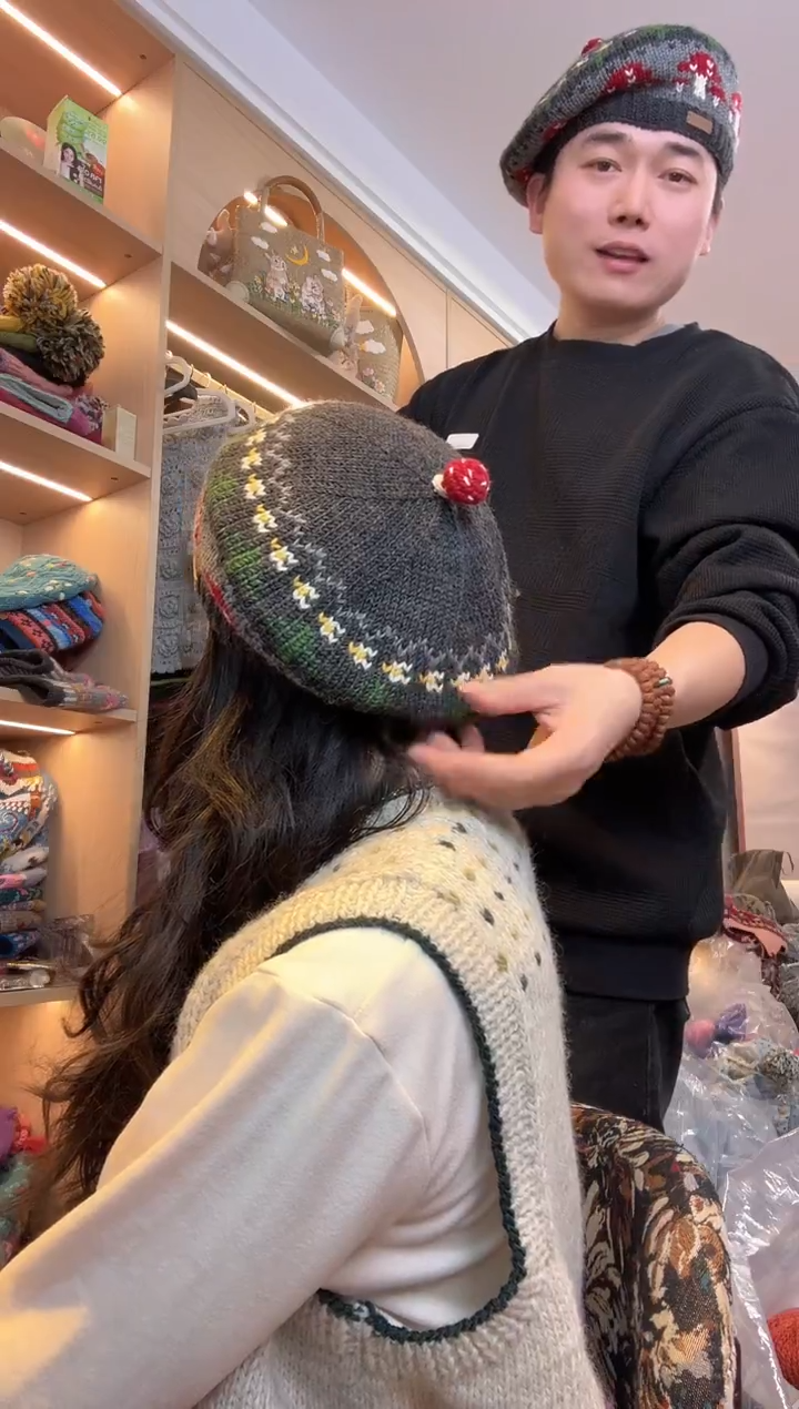 羊毛美丽如贝雷帽刺绣