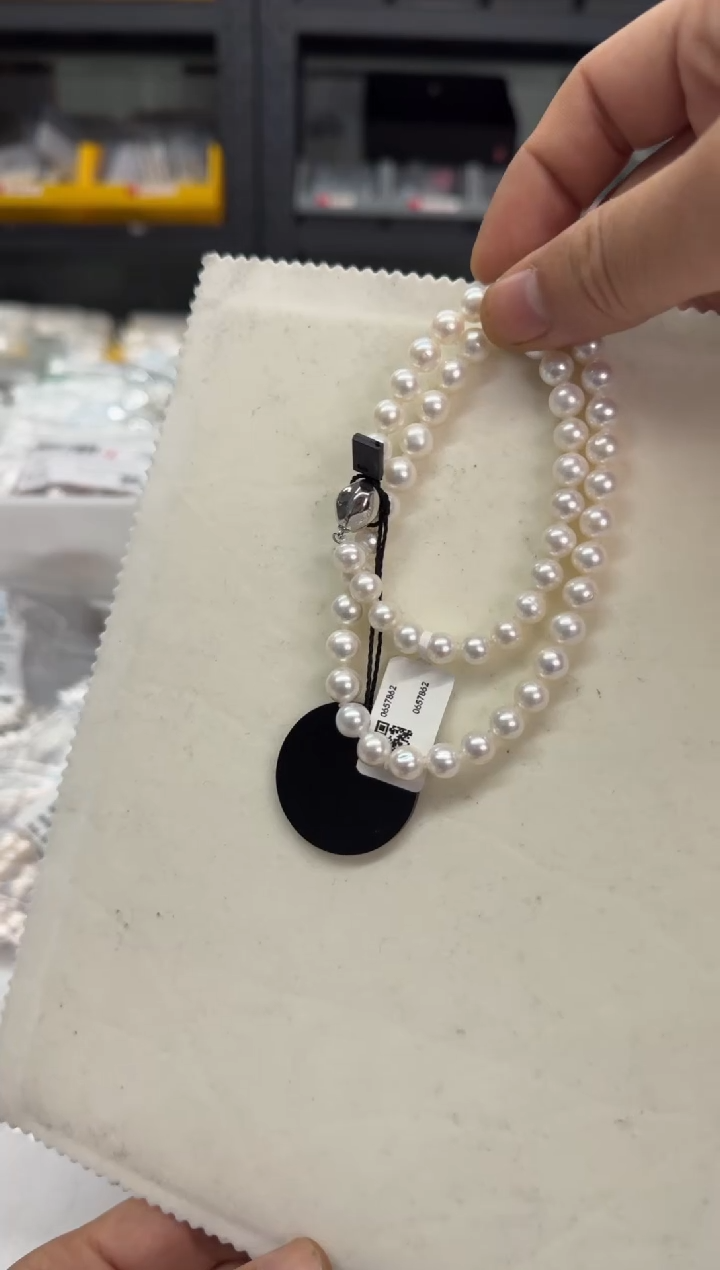 【闪购商品】淡水珍珠项链银S925镶嵌7-8mm（无核正圆-北极光）