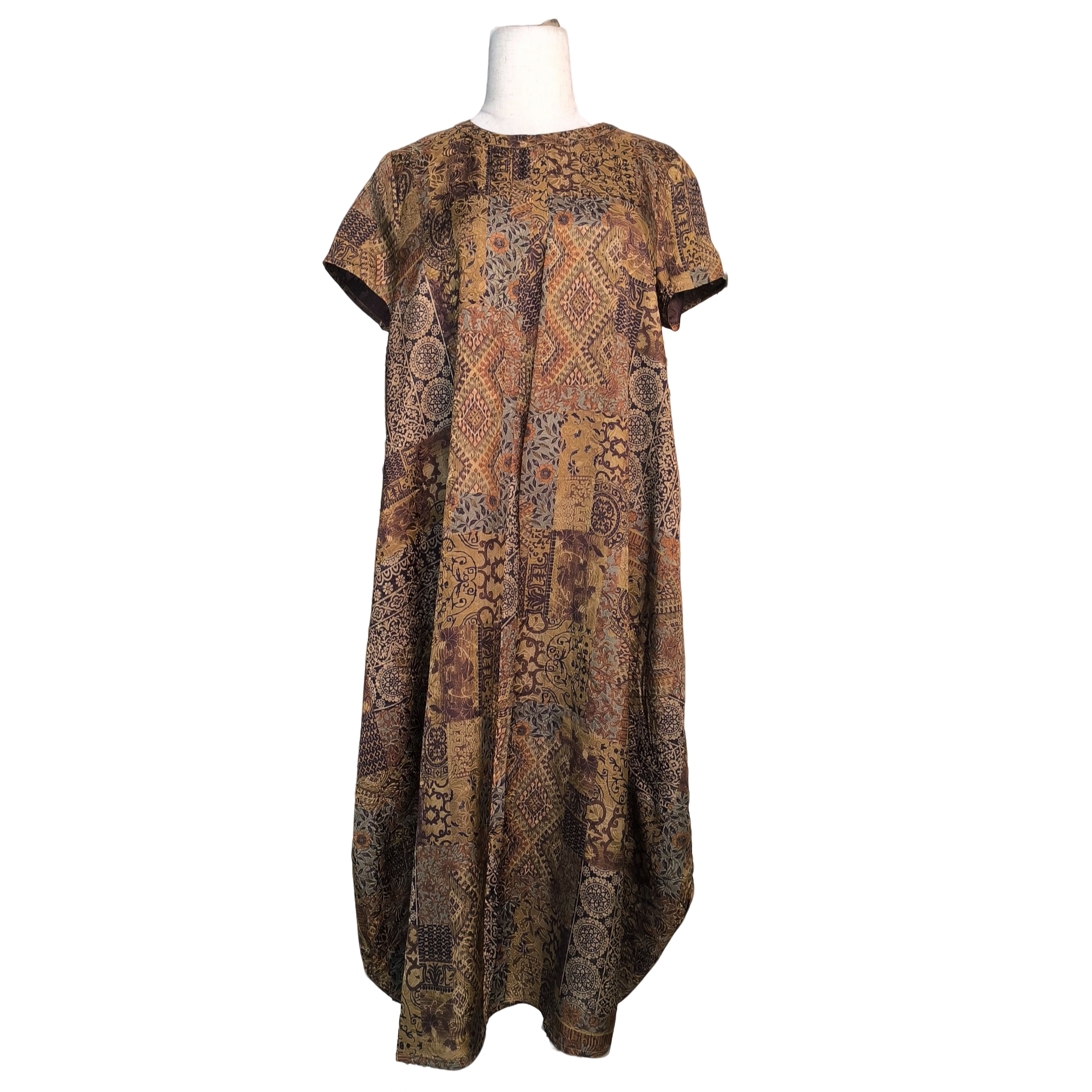 【大漠】100%桑蚕丝香云纱红云纱花罗满罗气质显瘦年轻时尚连衣裙