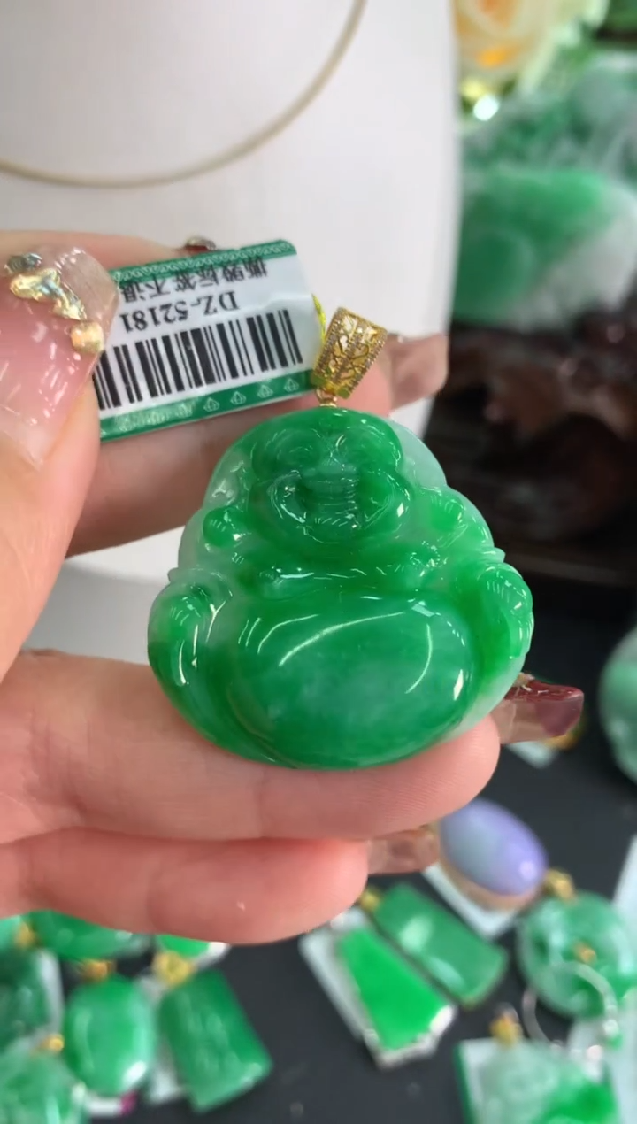 【闪购商品】翡翠吊坠(不含链)18K金镶嵌挂件