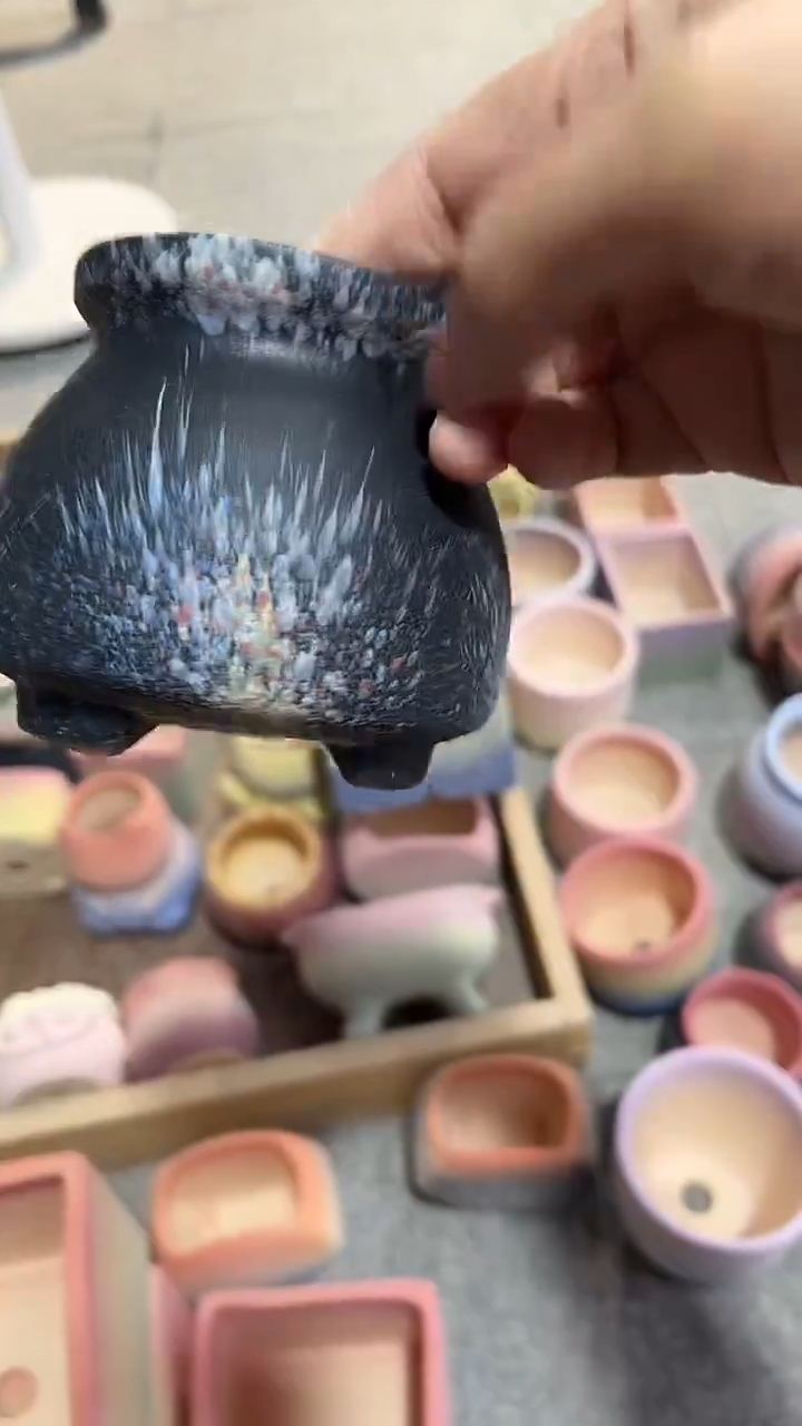 麦饭石粗陶多肉花盆7*7