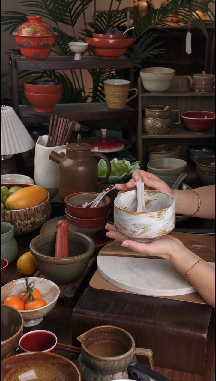 碗景德镇手工高温餐具手刷马蹄