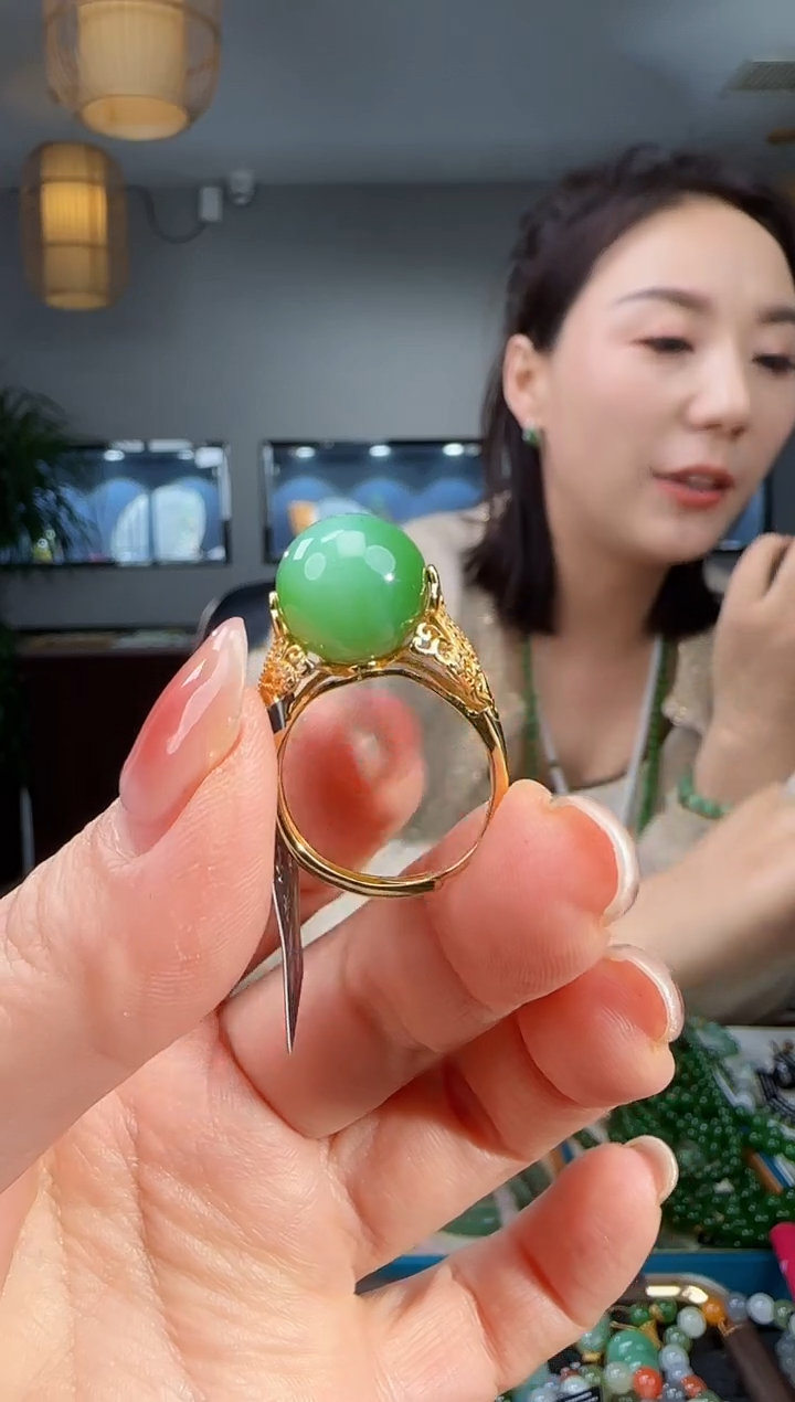 银S925镶嵌戒指和田玉1