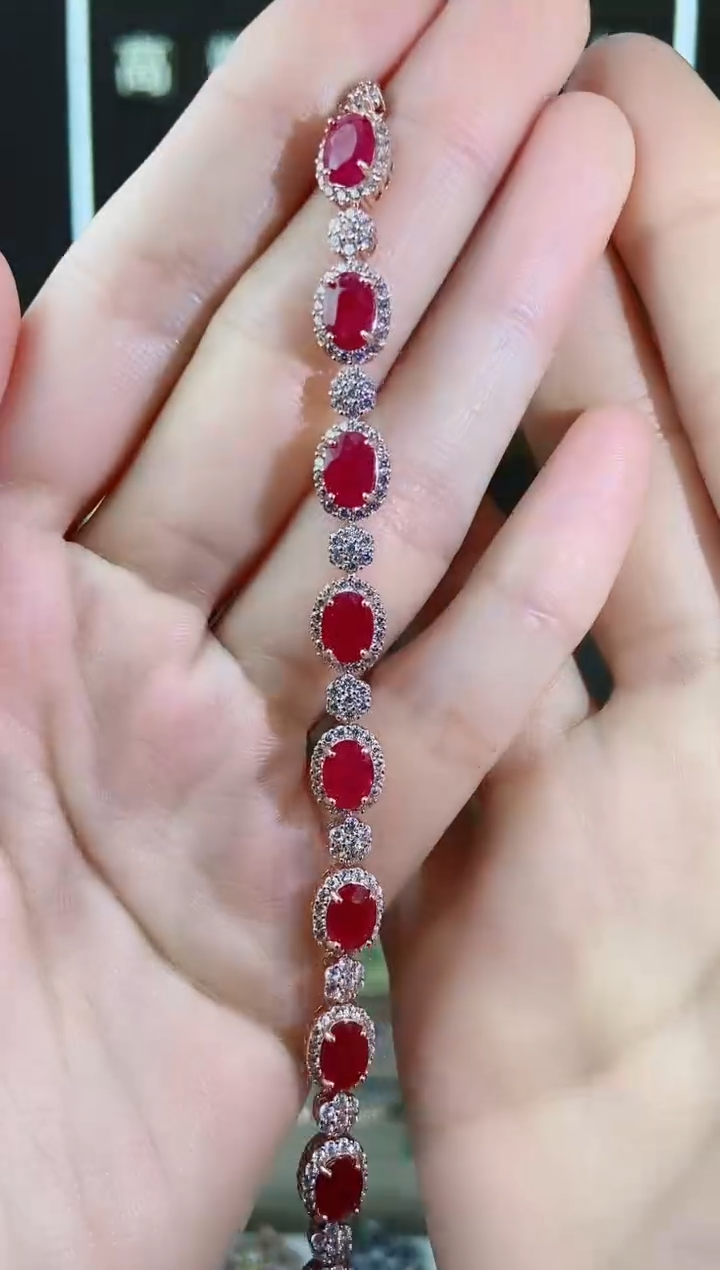 【闪购商品】红宝石手链银S925镶嵌手链