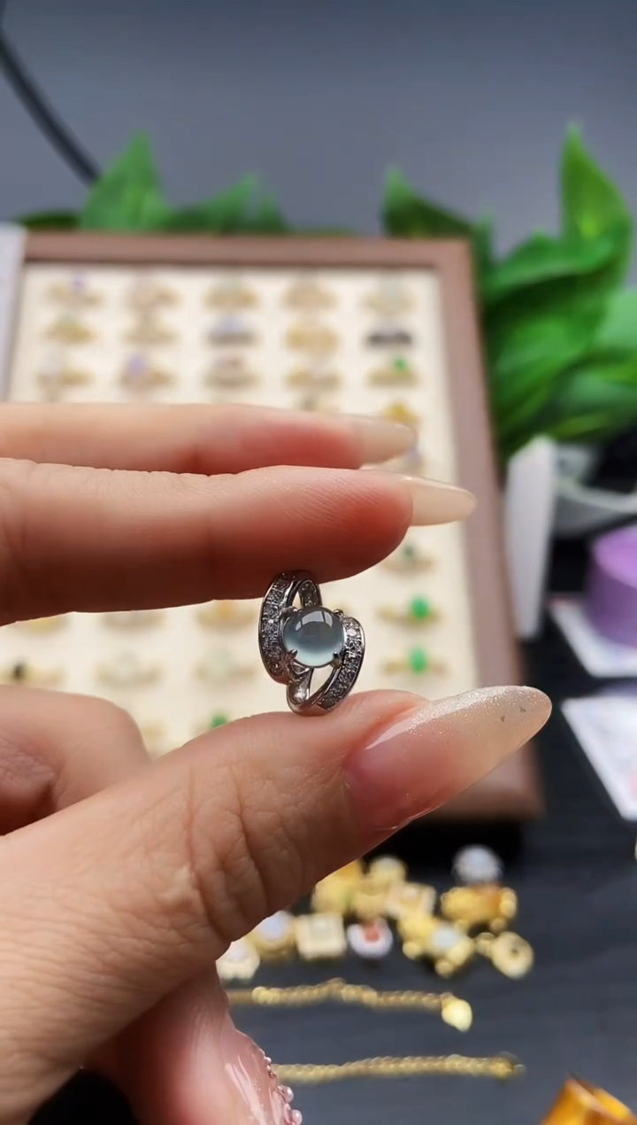 银S925镶嵌戒指翡翠12