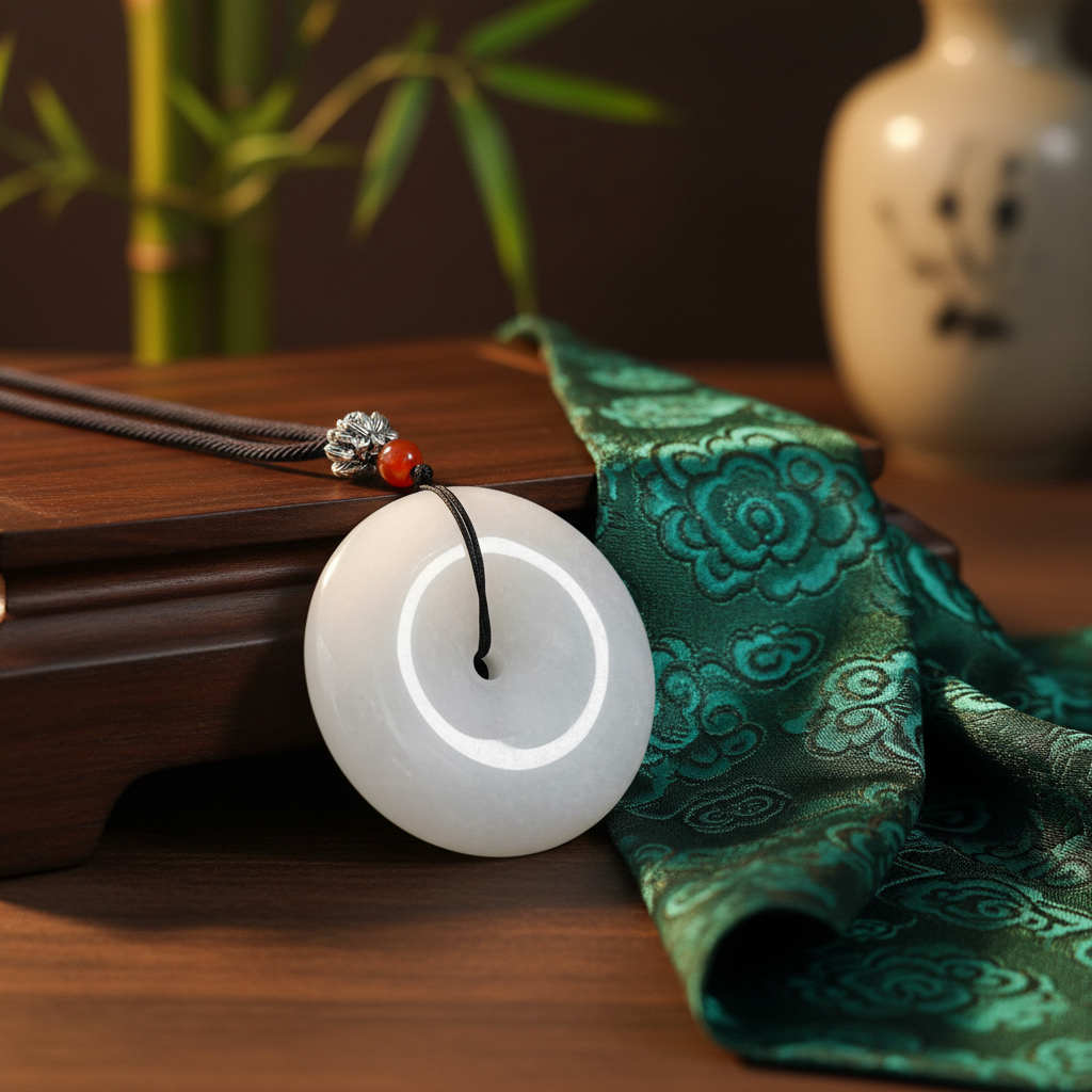 【抖音质检先鉴后发一物一证书】保正品保天然和田玉白玉平安扣