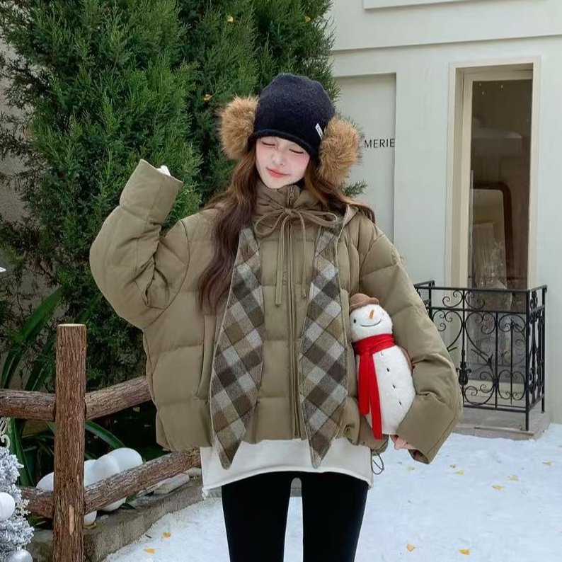 DX.DAXI【冬日小调】韩系女装新款短款百搭羽绒服外套 可脱卸帽子