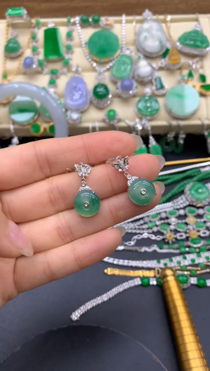 【闪购商品】翡翠耳饰18K金镶嵌323-中国好珍宝