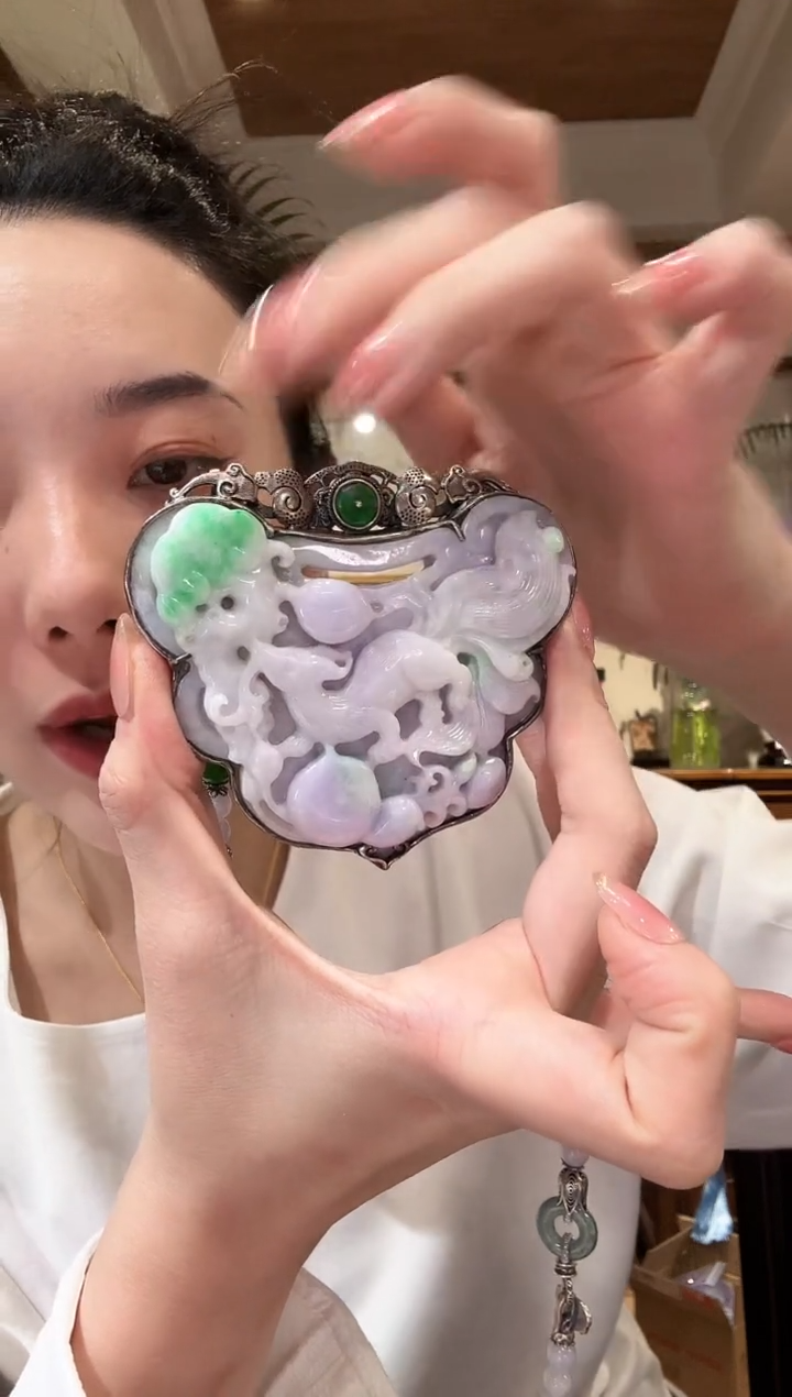 【闪购商品】翡翠颈饰银S925镶嵌国风