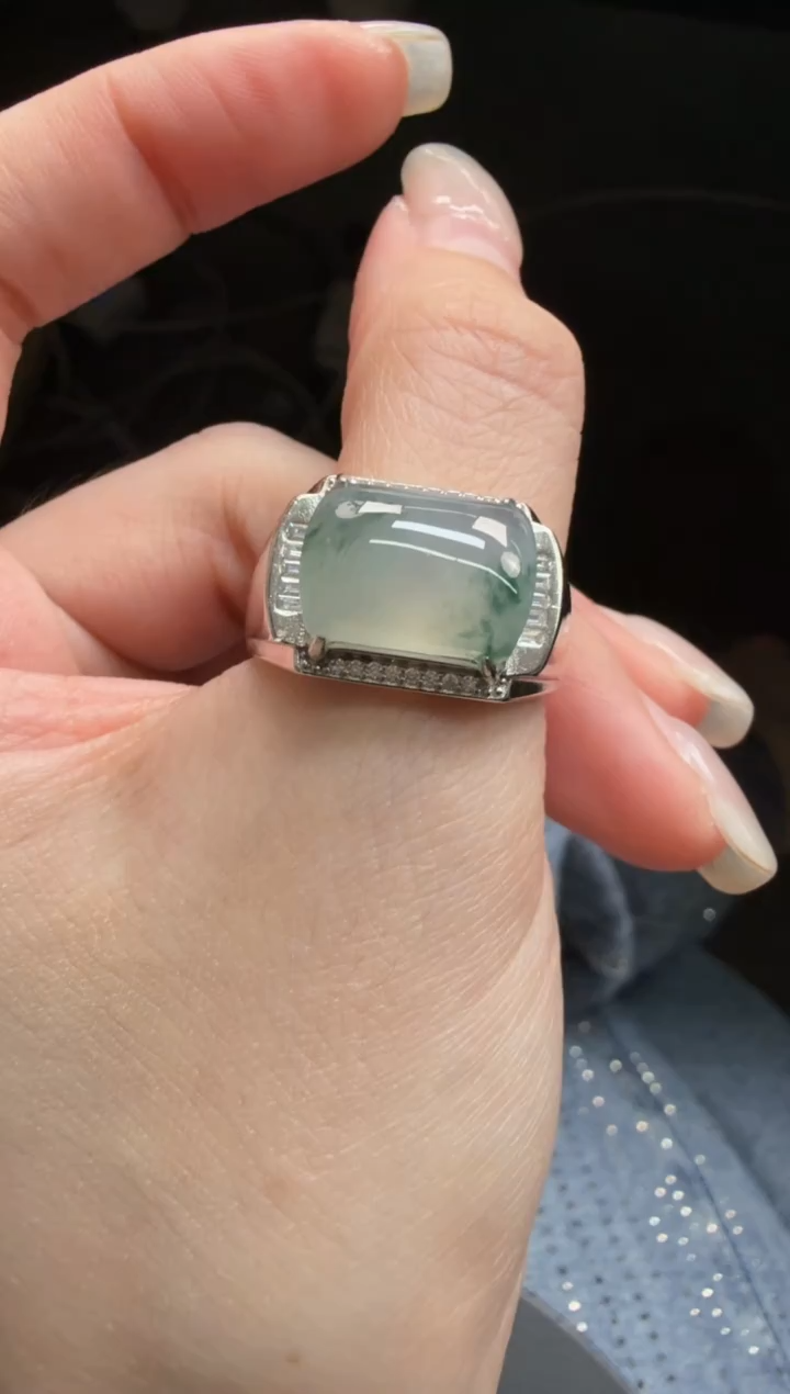 银S925镶嵌戒指翡翠翡翠饰品-166