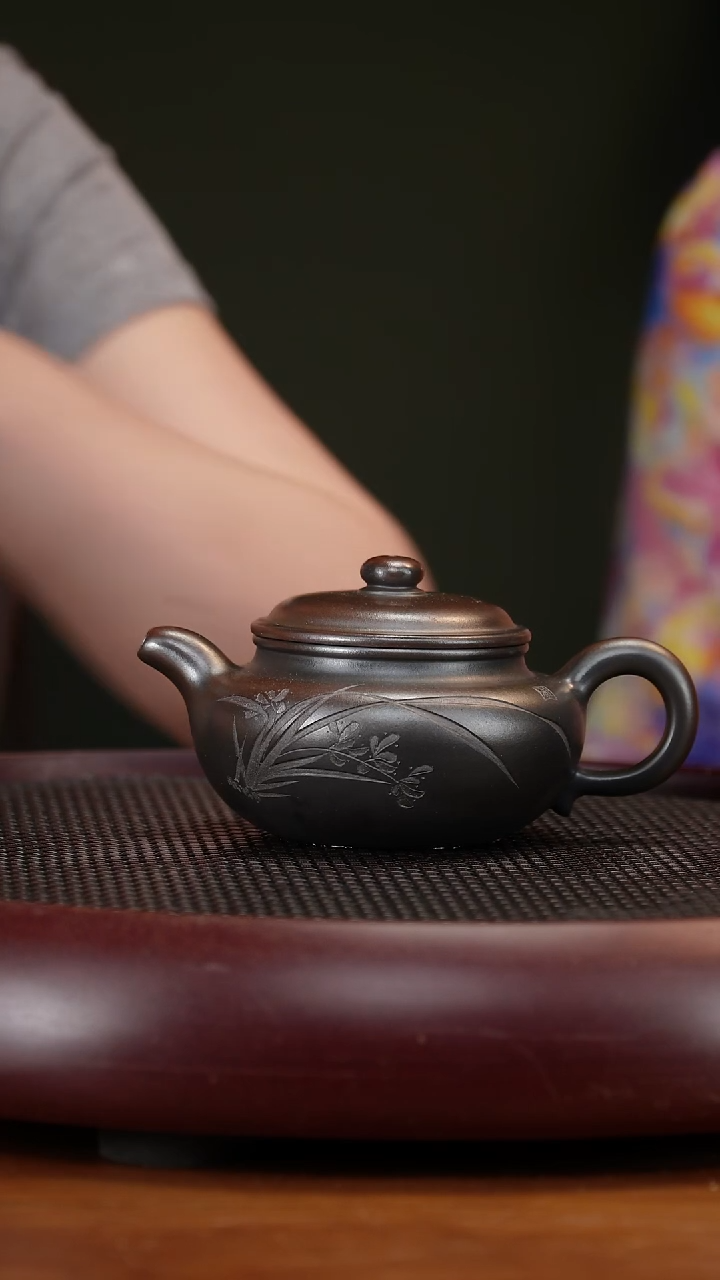 茶壶紫砂75ZCP仿古 黑墩头柴烧250cc