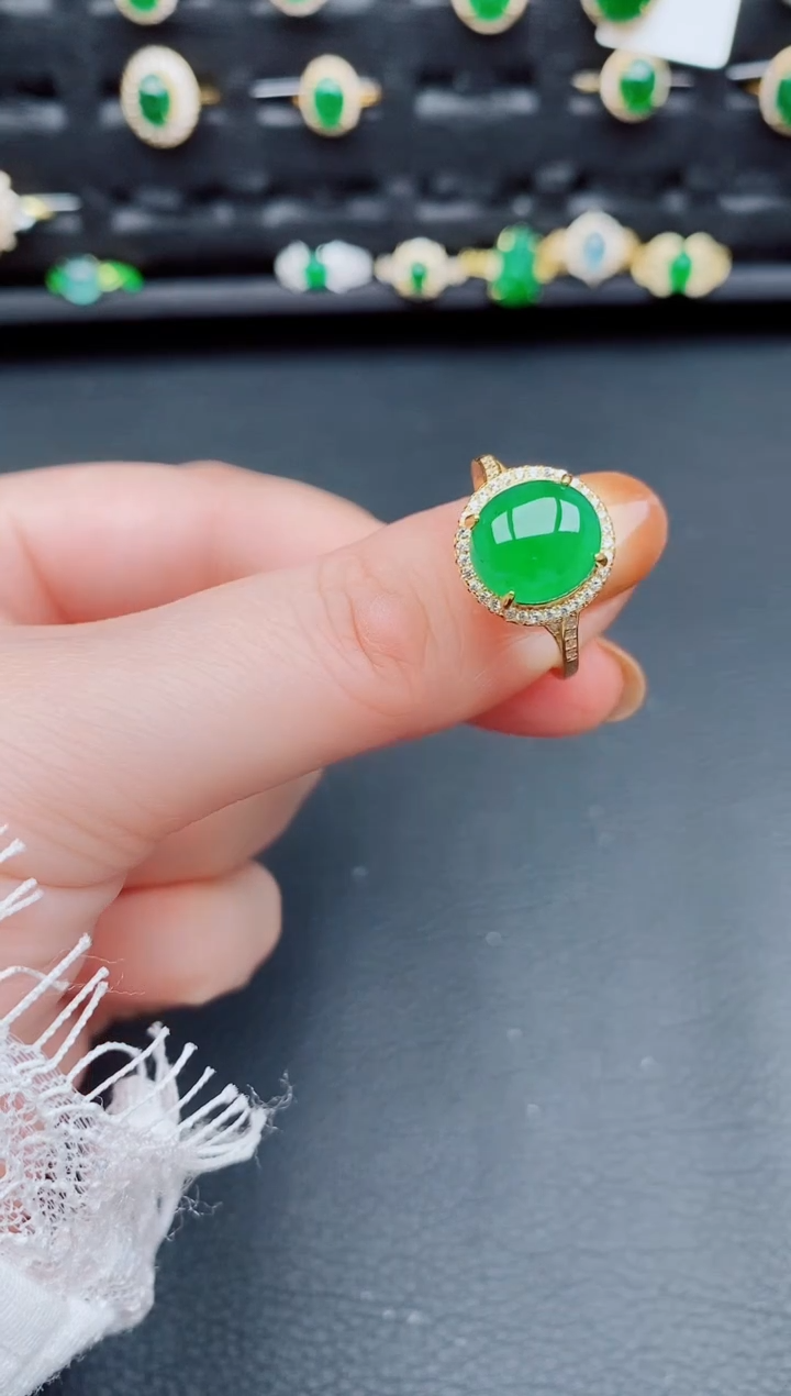 【闪购商品】翡翠戒指银S925镶嵌天然a货翡翠177