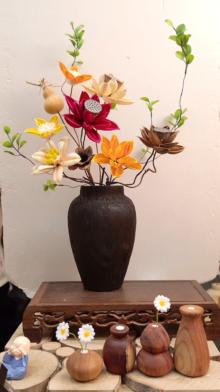 木实木花瓶直播间实物