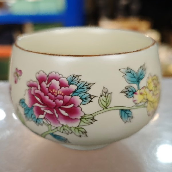 牡丹汝窑铜钱杯精美主人杯 G 1925