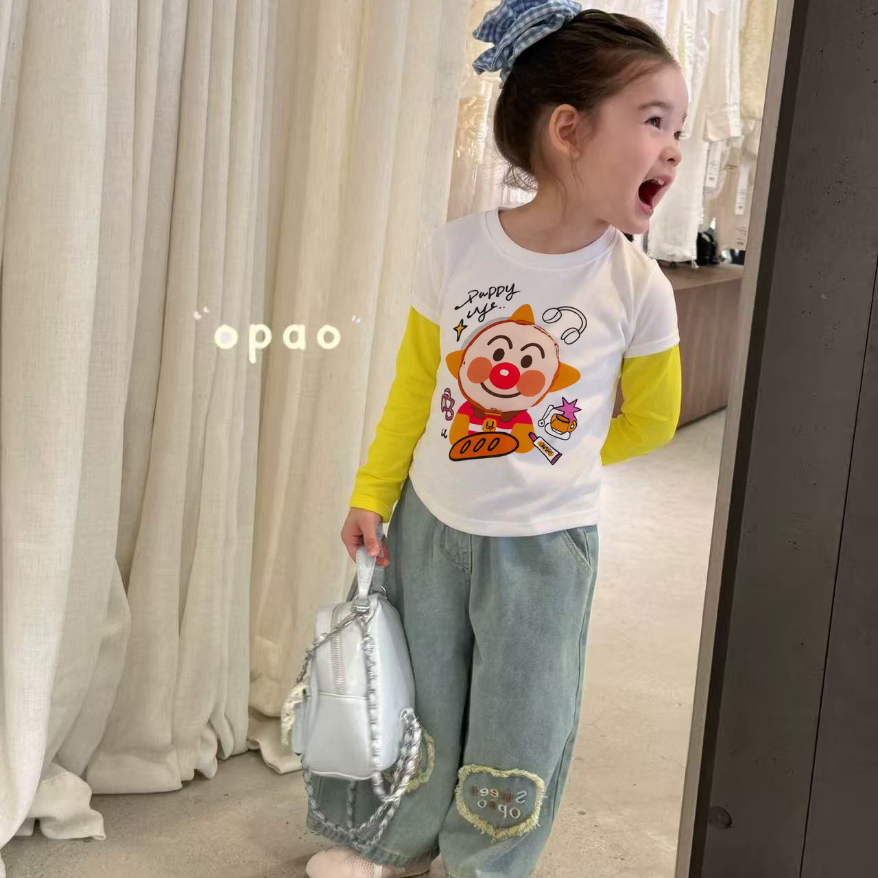 自播儿童立体玩偶秋冬打底衫男女童长袖面超新款卡通玩偶T恤