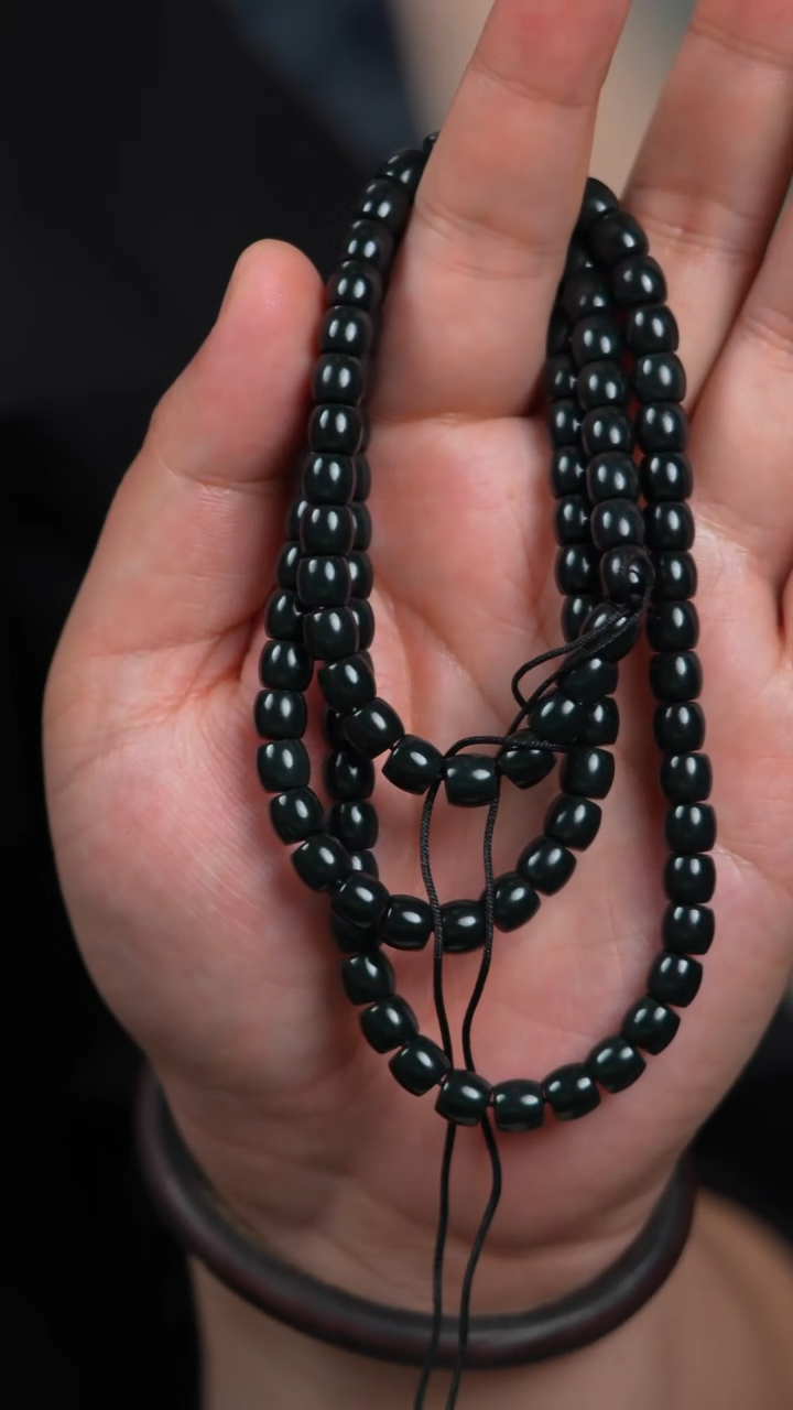 未镶嵌手链和田玉回**却7mm塔青108特细