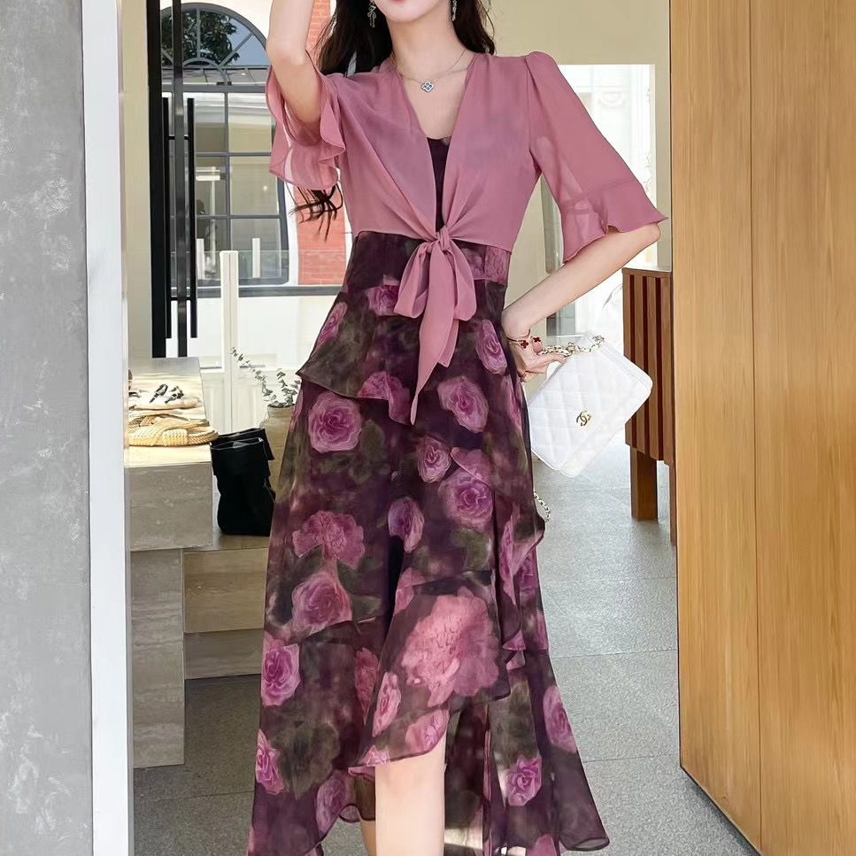 无印心匠 K920 罩衫+碎花吊带裙 &度假风 套装女D38995