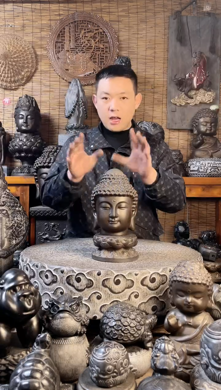 【闪购商品】20佛头+双层莲花台天然青石雕刻