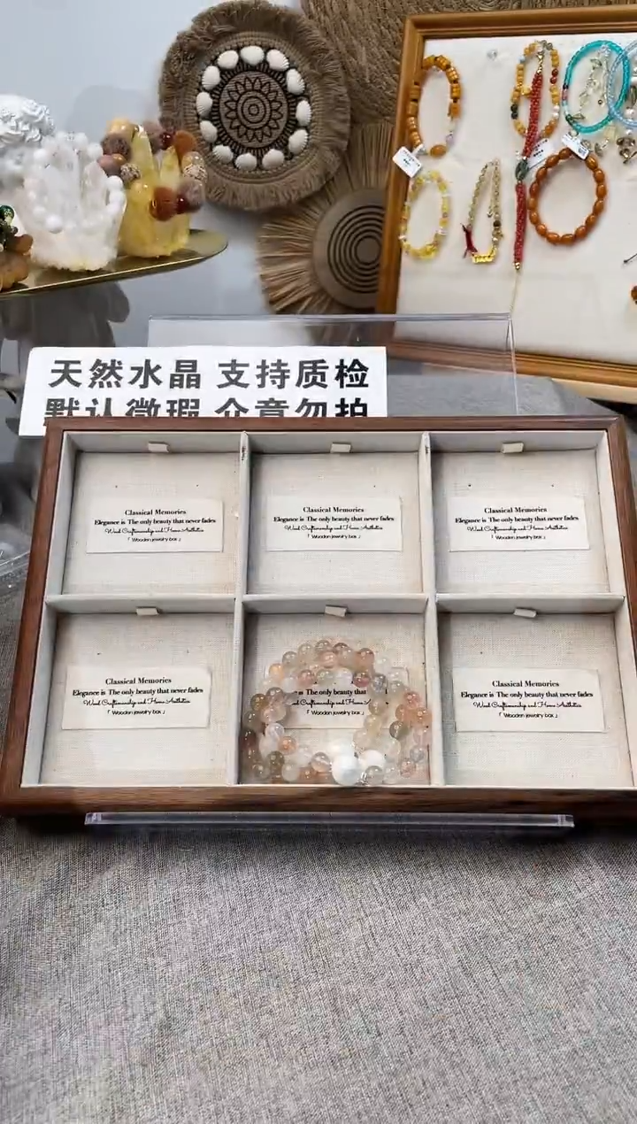 银S925镶嵌手串水晶?**仪白雪花幽灵清透彩兔毛（多样性发一）