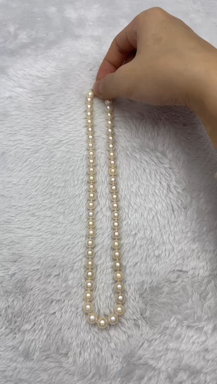 项链银S925镶嵌海水珍珠AK羽皇金7.5-8mm