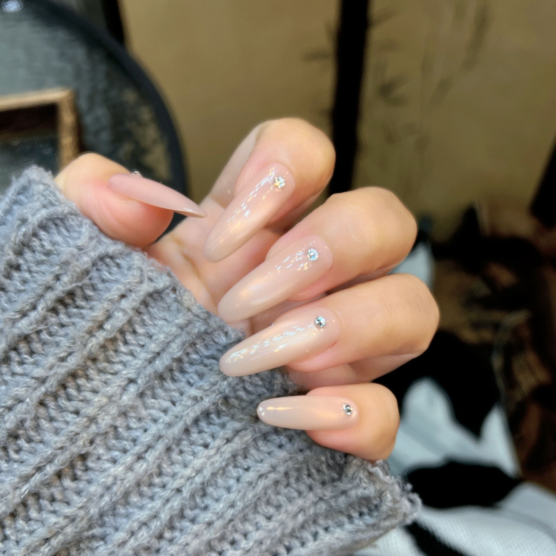 【IDO全华】2025裸色法式猫眼纯手工穿戴甲猫眼穿戴甲原创款美甲