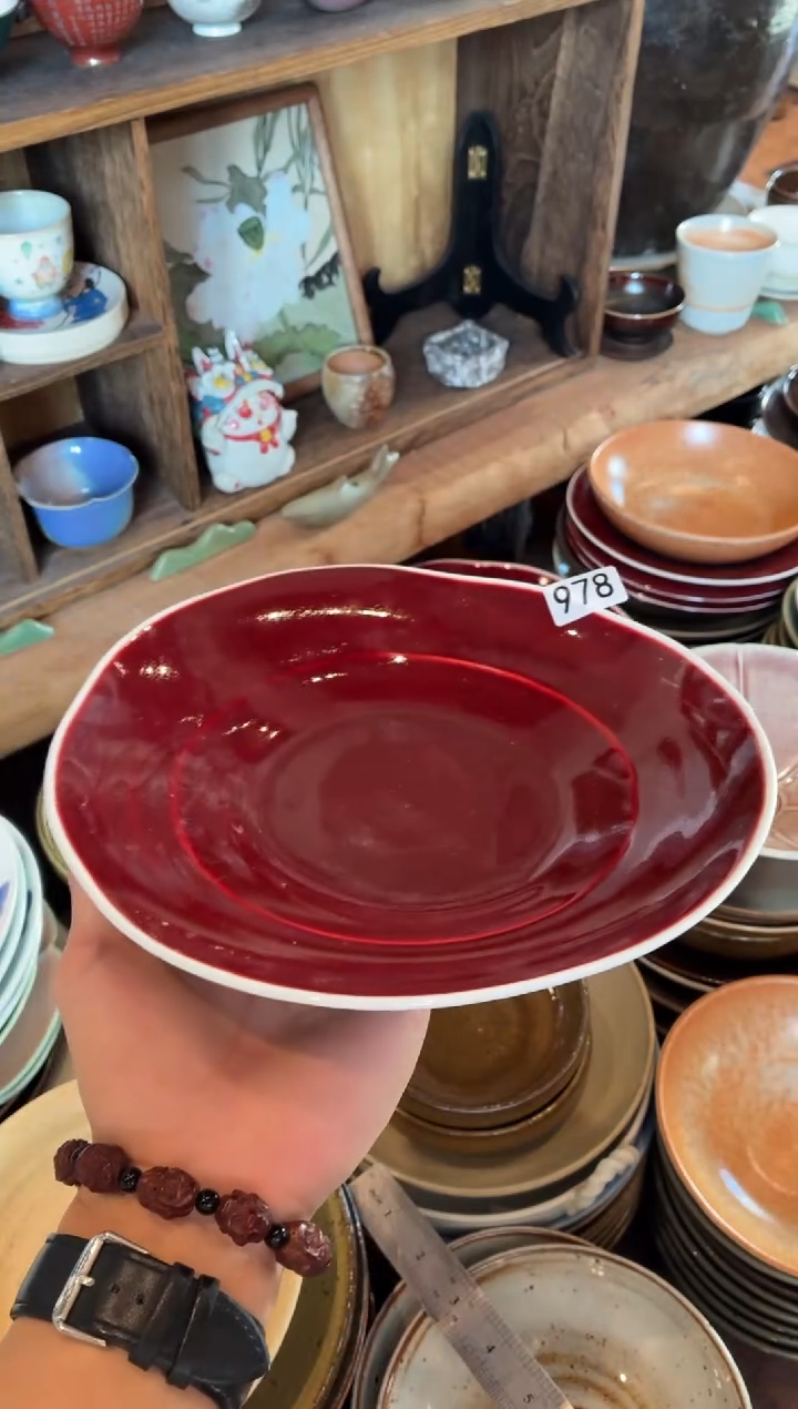 瓷片动*圆978微瑕郎红大盘1个