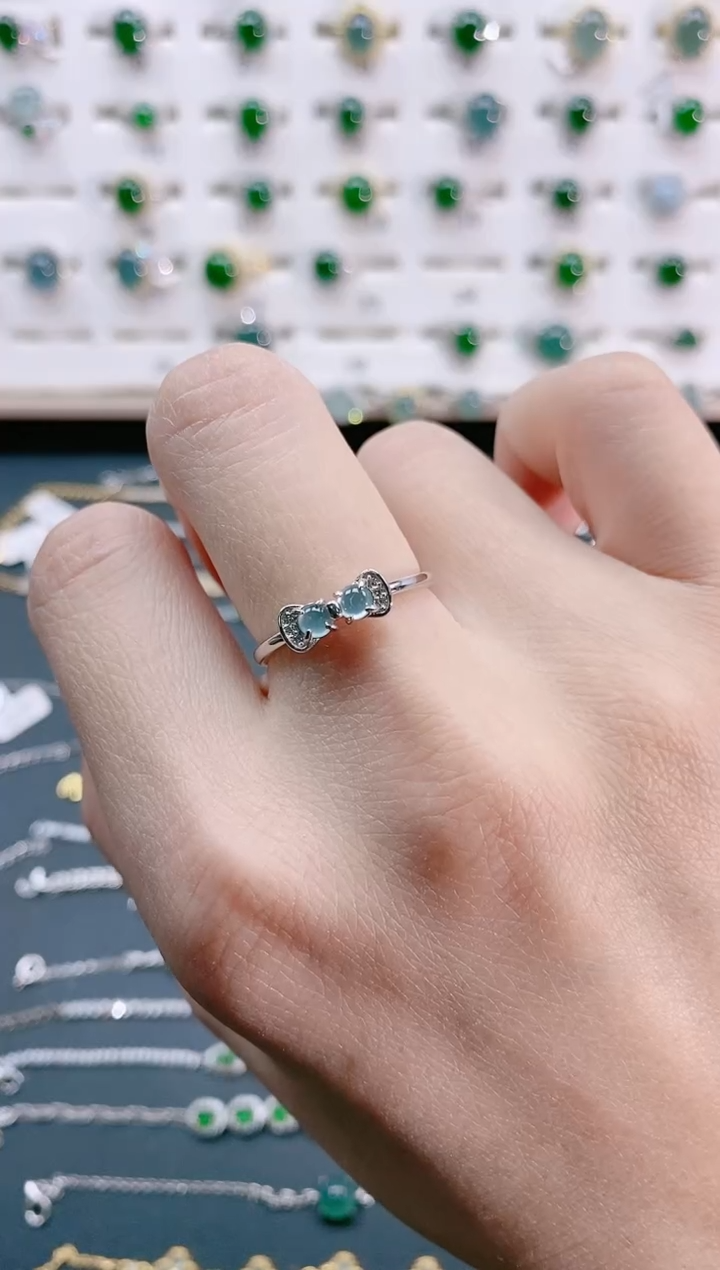 【闪购商品】翡翠戒指银S925镶嵌天然翡翠