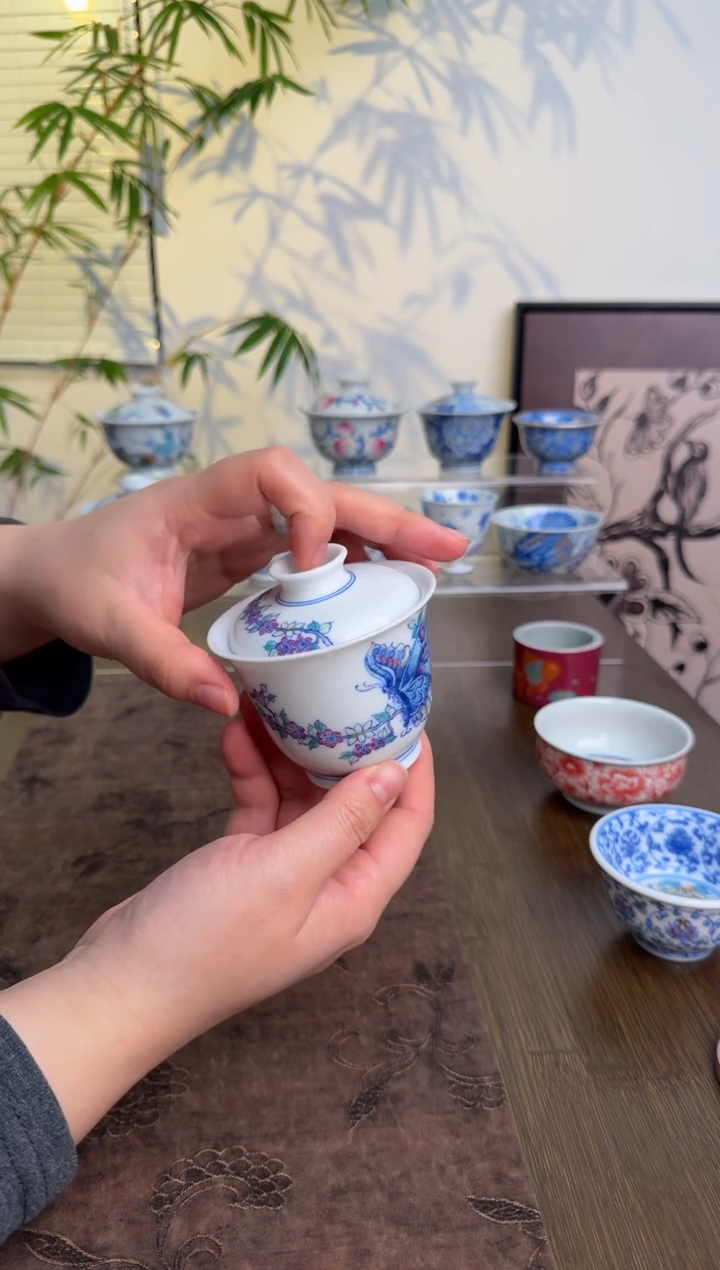 【闪购商品】景德镇斗彩手绘盖碗