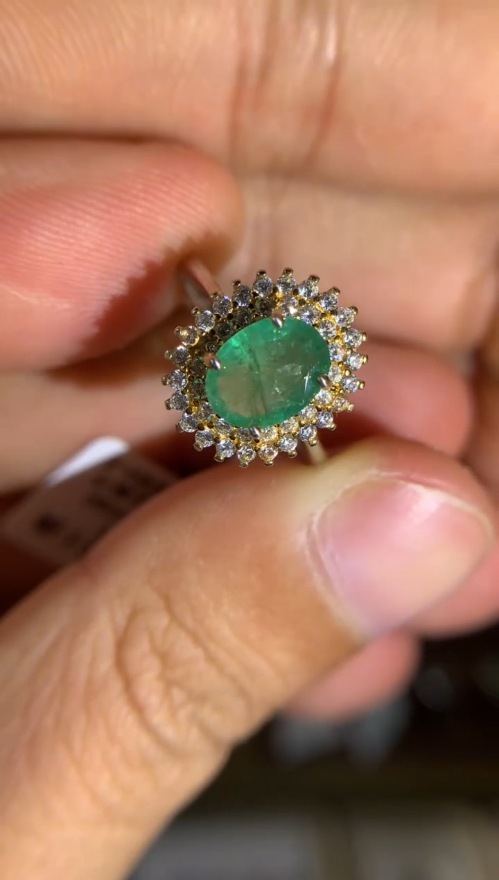 【闪购商品】祖母绿戒指银S925镶嵌活口