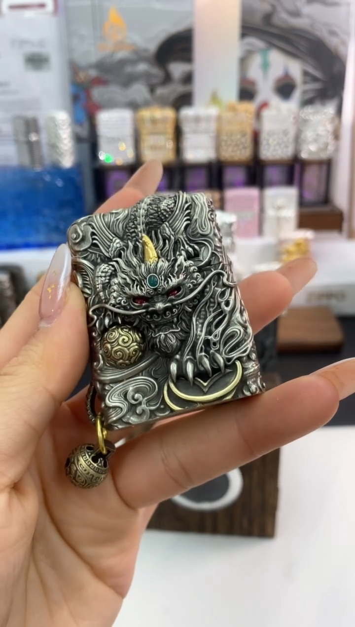 铜ZIPPO灵动貔貅【黑金/古铜/古银】带木盒+油+火石