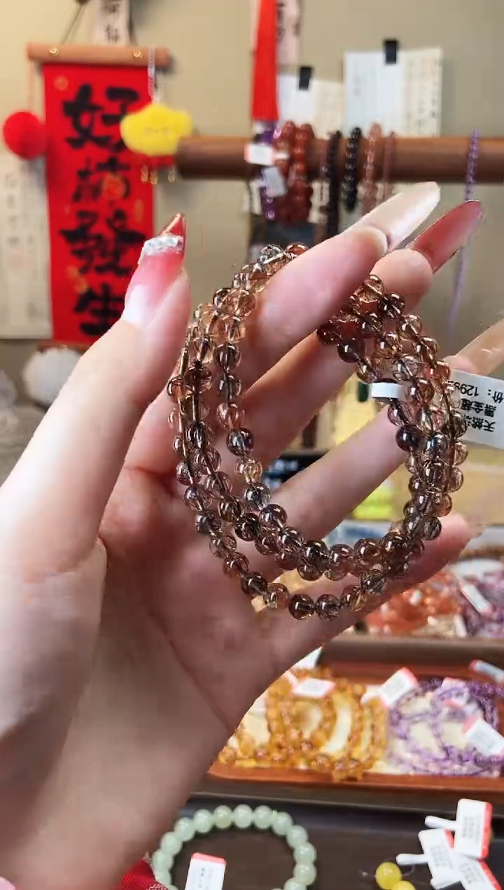 【闪购商品】水晶手串未镶嵌黑金超三圈6mm