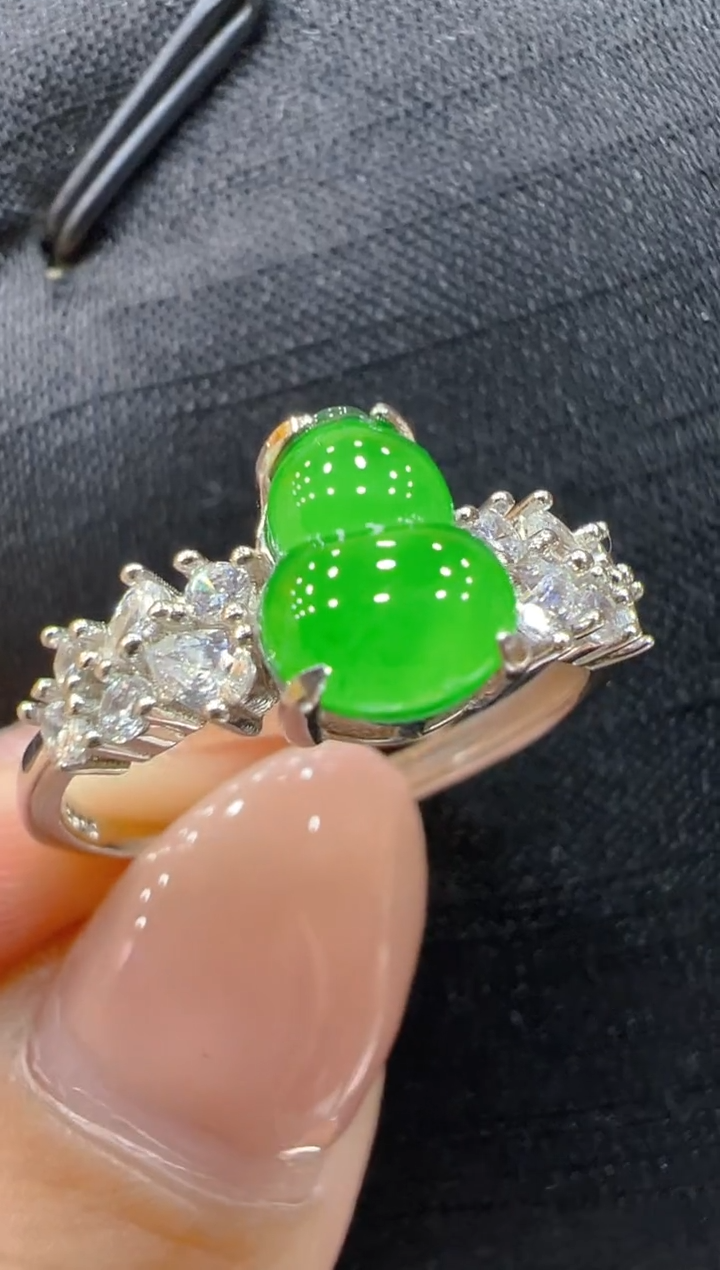 银S925镶嵌戒指翡翠多样性团购发货一件