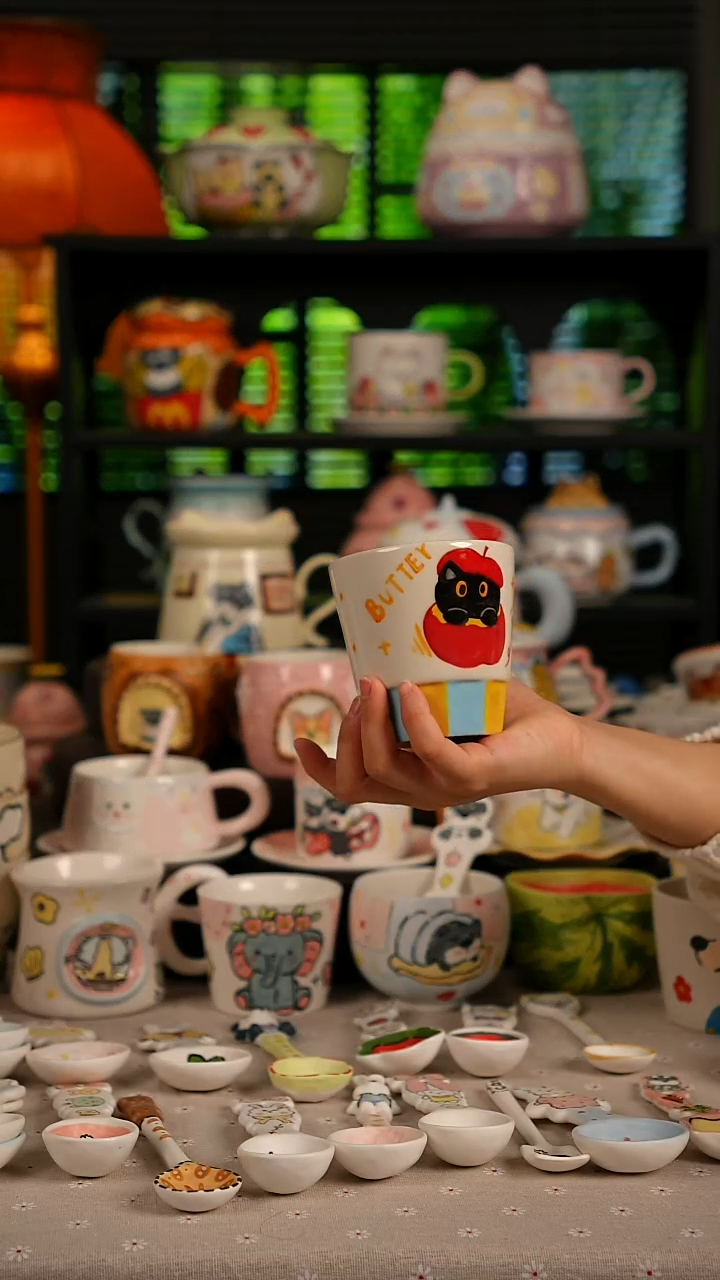 陶瓷无盖款景德镇高温釉下彩纯手绘创意瓷