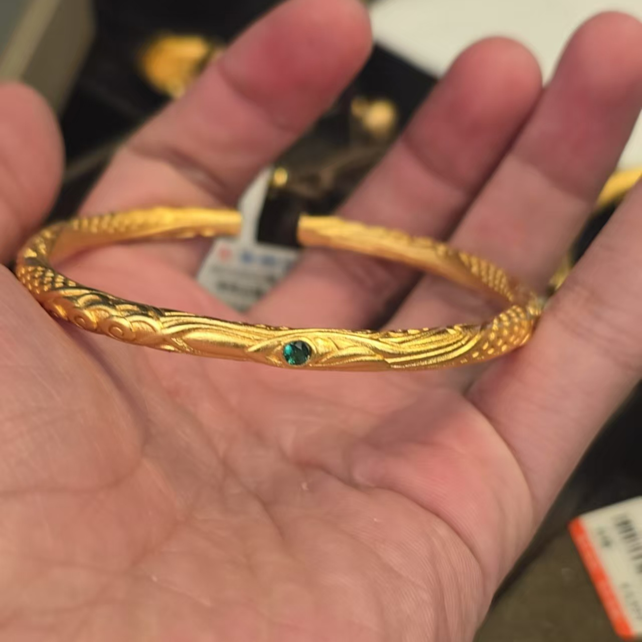 金之秀珠宝 合金手镯 哪吒乾坤圈手镯开口镶嵌复古雕刻