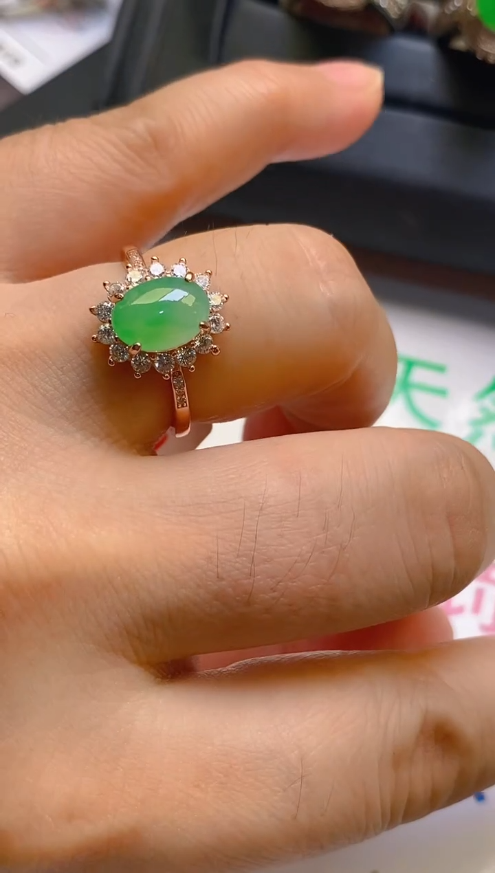 【闪购商品】翡翠耳饰银S925镶嵌天然A货翡翠1