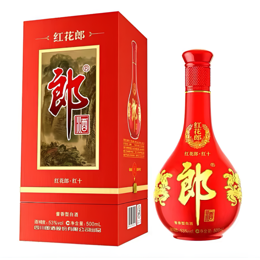 郎酒红花郎红十白酒53度500ml酱香型白酒（非原箱）53度