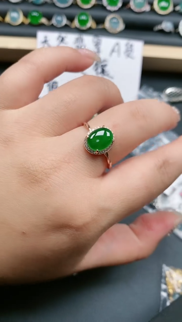 翡翠戒指银S925镶嵌1111111