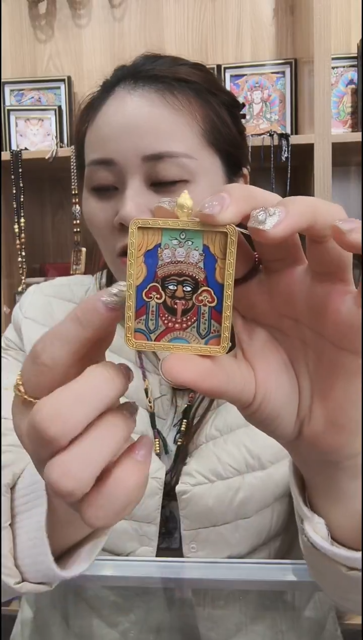 吊坠扎基 纯手绘唐卡（非质量问题 不退不换）