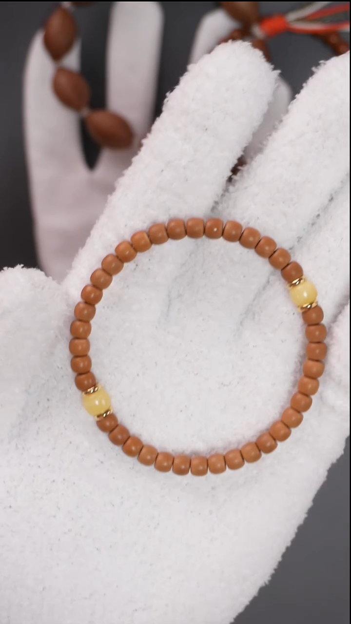 手串橄榄核星辉 5.8mm老挝红核极限面无白微三花核尖手串